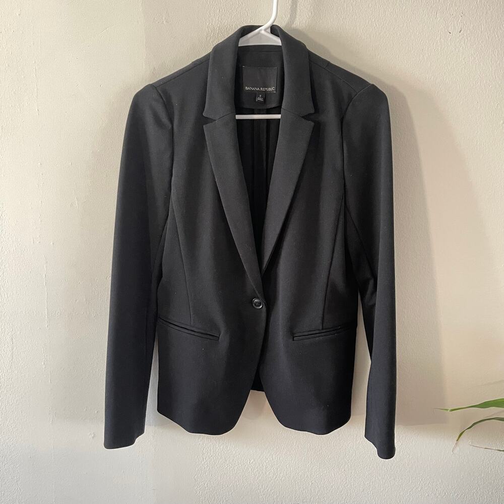 Banana Republic Womens 2 Blazer Black One Button Classic Workwear Career